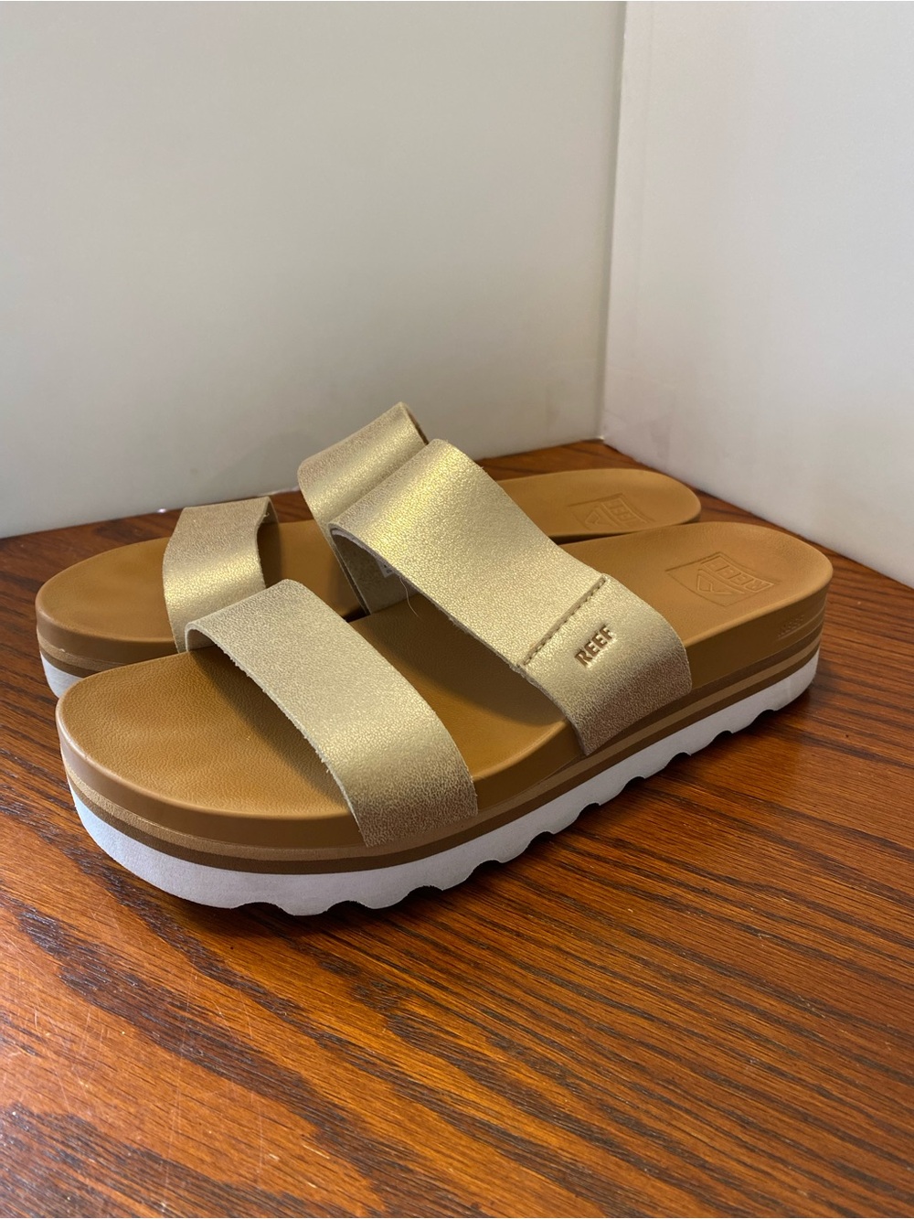 Reef Gold Double-Strap Platform Sandals